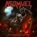Cover art for Asomvel's album Set Your World on Fire, showing a giant snarling werewolf climbing a hotel in a burning city under a full moon.